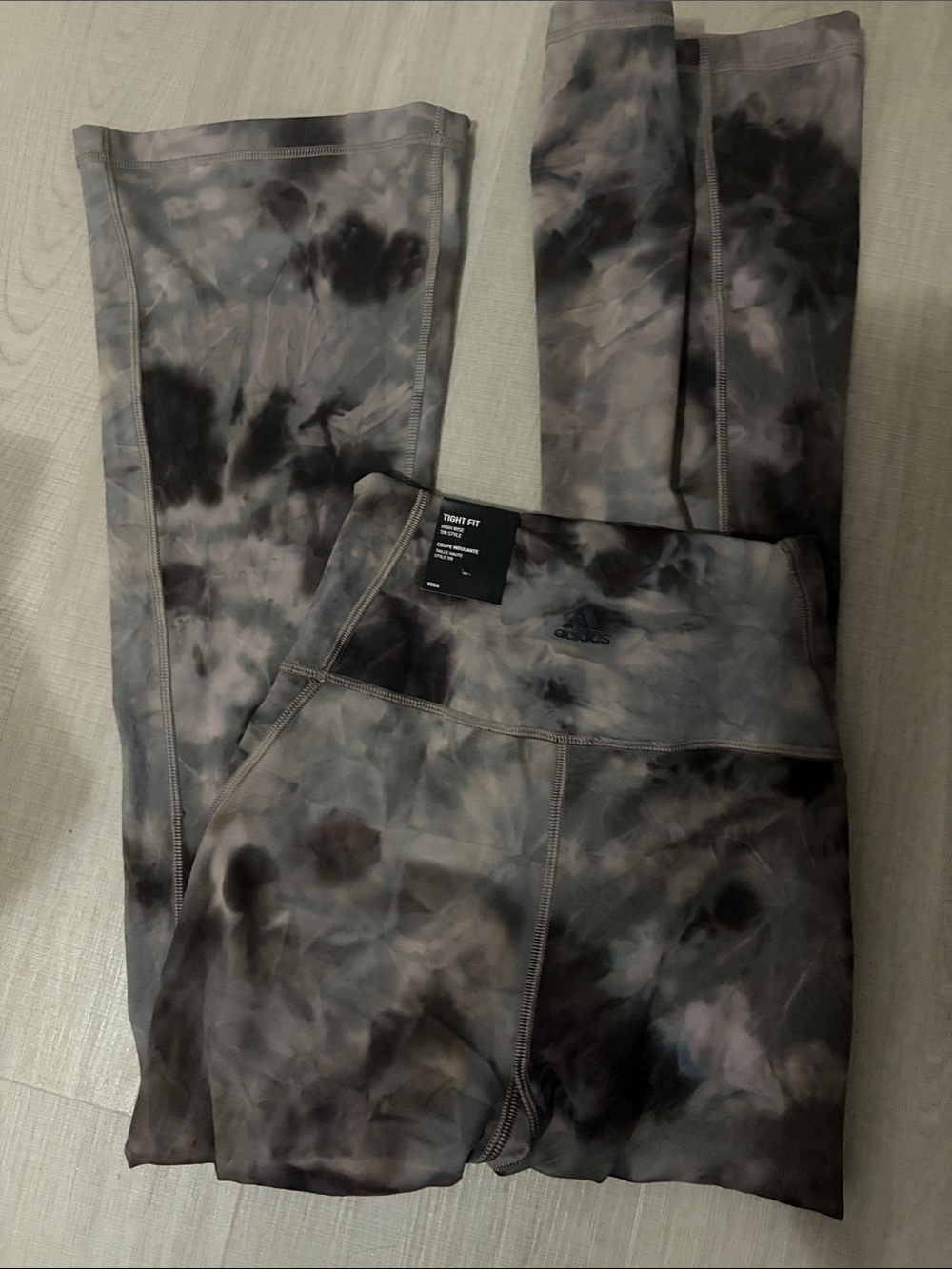 adidas Women's Tie-Dye Tight Fit Leggings - Gray and Black